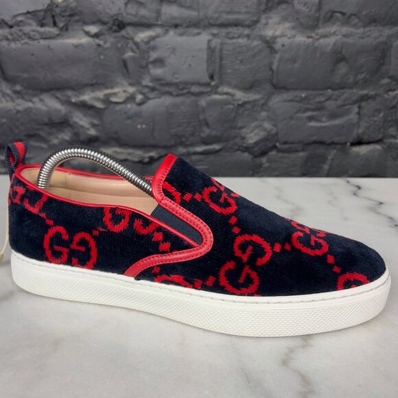 GUCCI Web GG Low Sneakers Black Velour 7.5 G or 8 US 41.5 EUR - Picture 5 of 16